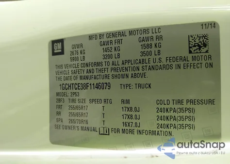 2015 Chevrolet Colorado Z71 z USA, uszkodzony, nr VIN 1GCHTCE38F1146079